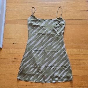 NWT, Abercrombie & Fitch, Sage Green Striped Mini Slip Dress, Women's XS
